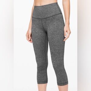 Lululemon Wunder Under Heathered Black Hi-Rise Crop Legging Size 6